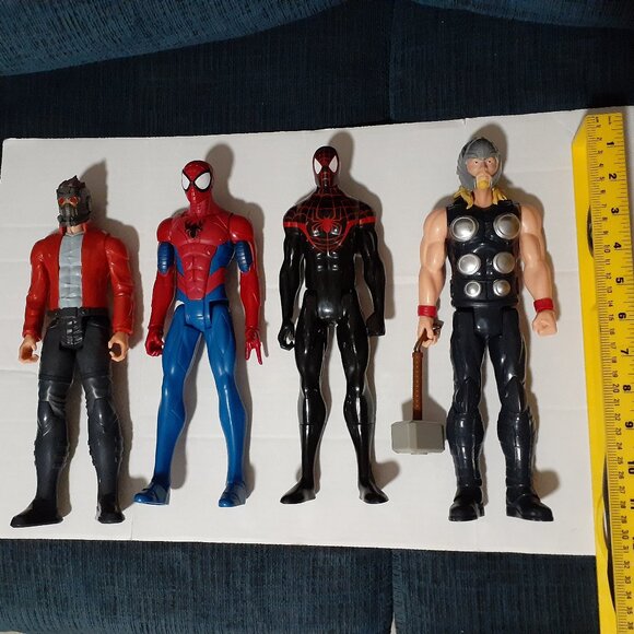 Marvel Other - Marvel 12" Figures 2014 Lot of 4 (Star Lord, Spiderman, Black Spiderman & Thor)